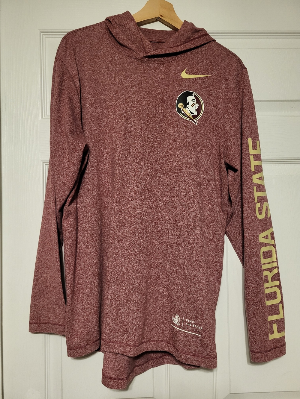 Nike Florida State Seminoles Garnet Hooded Long Sleeve Shirt Size M
